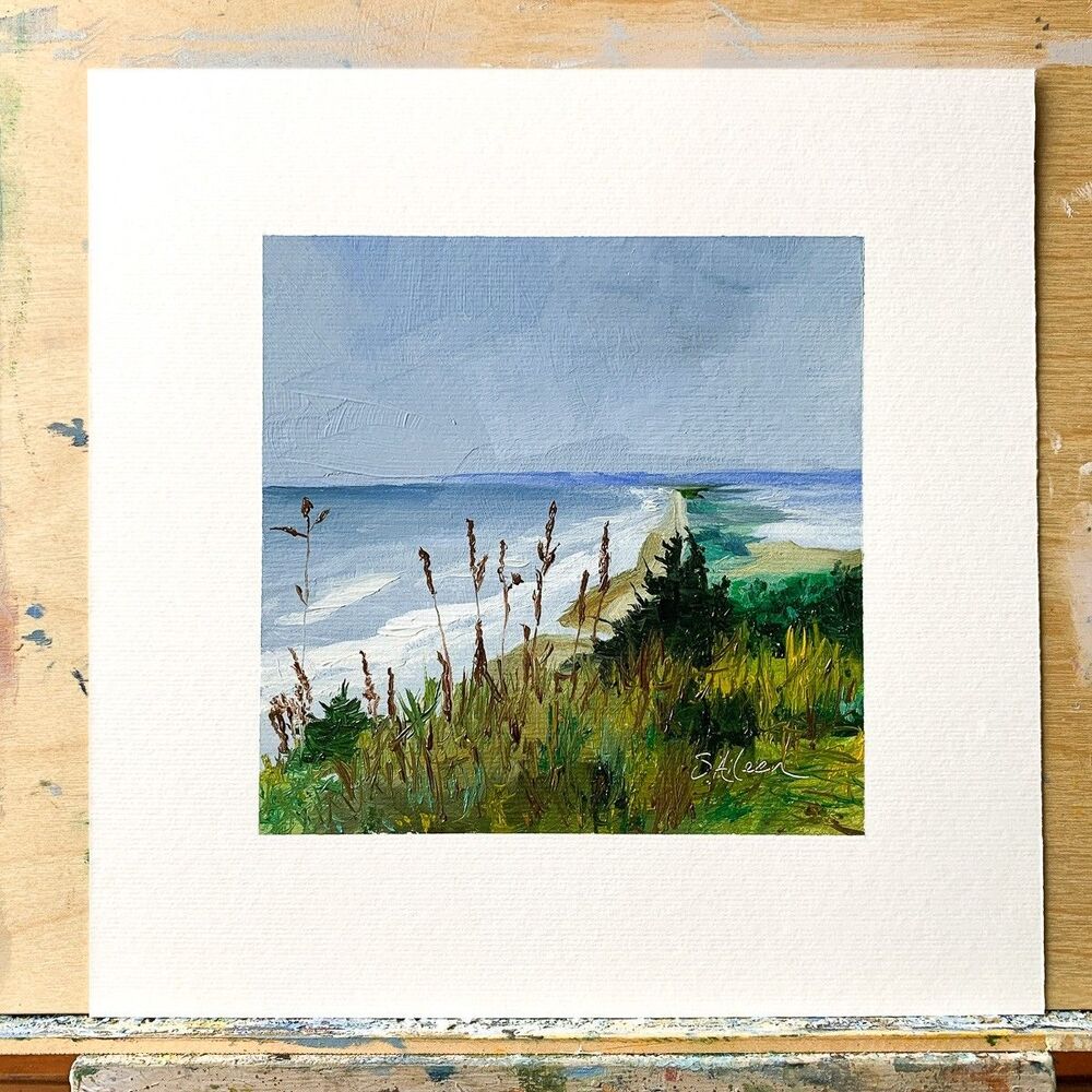 8x8 Oregon Original Oil Painting Seascape Coast Cape Lookout Tillamook Signed - Picture 2 of 5